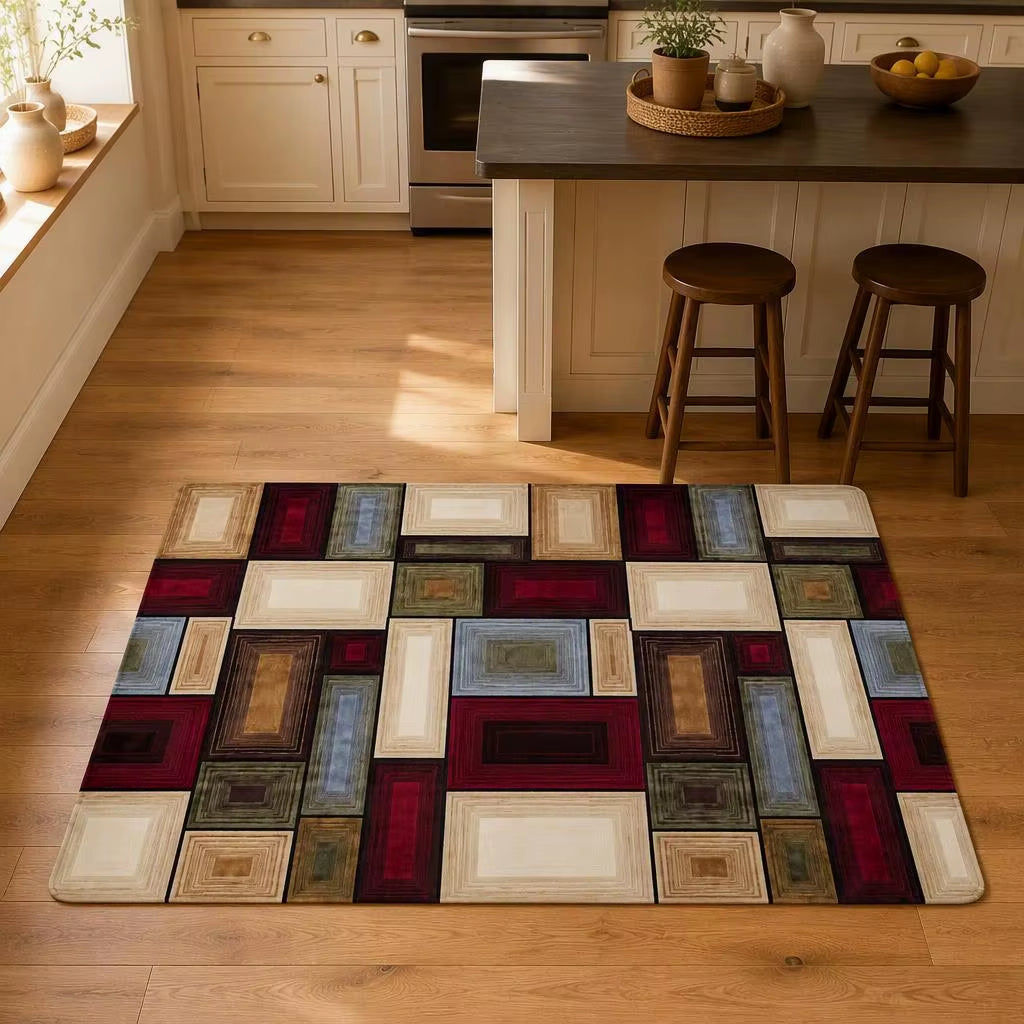 Washable Non-Slip Kitchen Rug Modern Abstract Vintage Pattern Polypropylene/Polyester Low Pile Easy Clean for Kitchen CILIGA