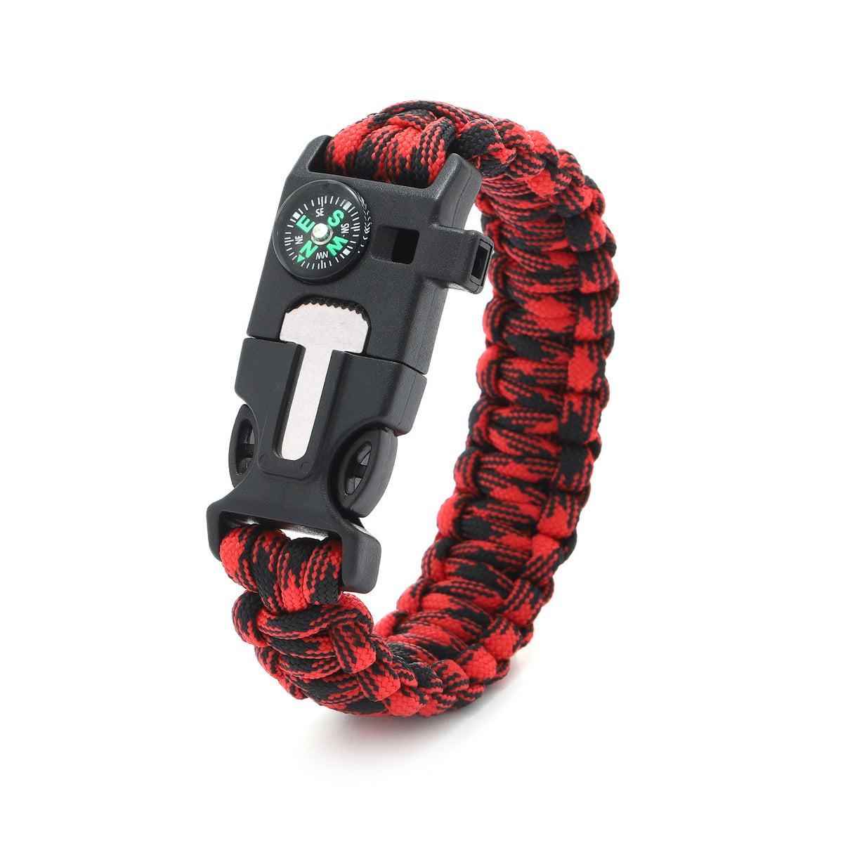 Multifunctional Survival Paracord Bracelet with Compass and Firestarter