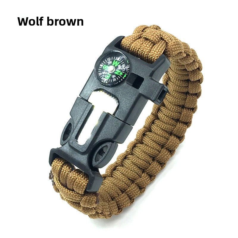 Pulsera de Supervivencia 5 en 1 – Brújula, Pedernal y Paracord