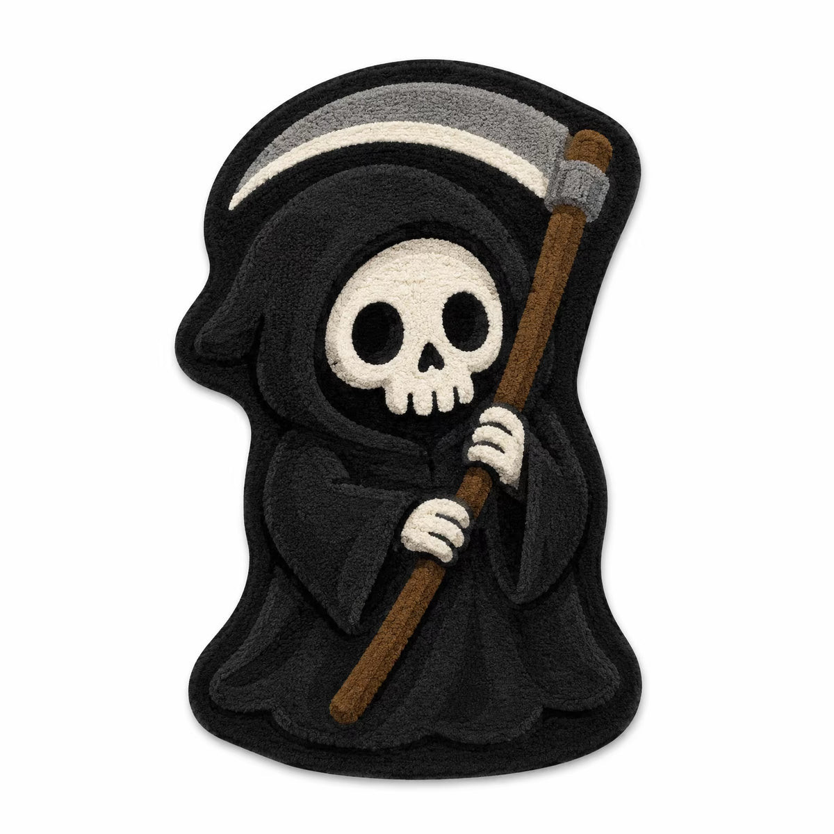 Halloween Grim Reaper Scythe Faux Velvet Anti-Slip Modern Washable Polyester Shaped Area Rug for Home