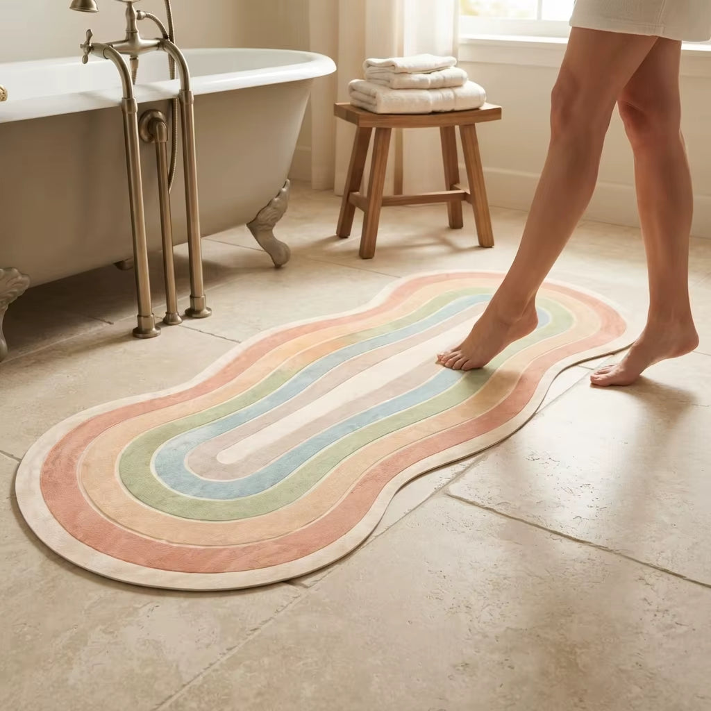 Pastel Rainbow Concentric Area Rug for Kids Room Nursery Modern Home Decor CILIGA