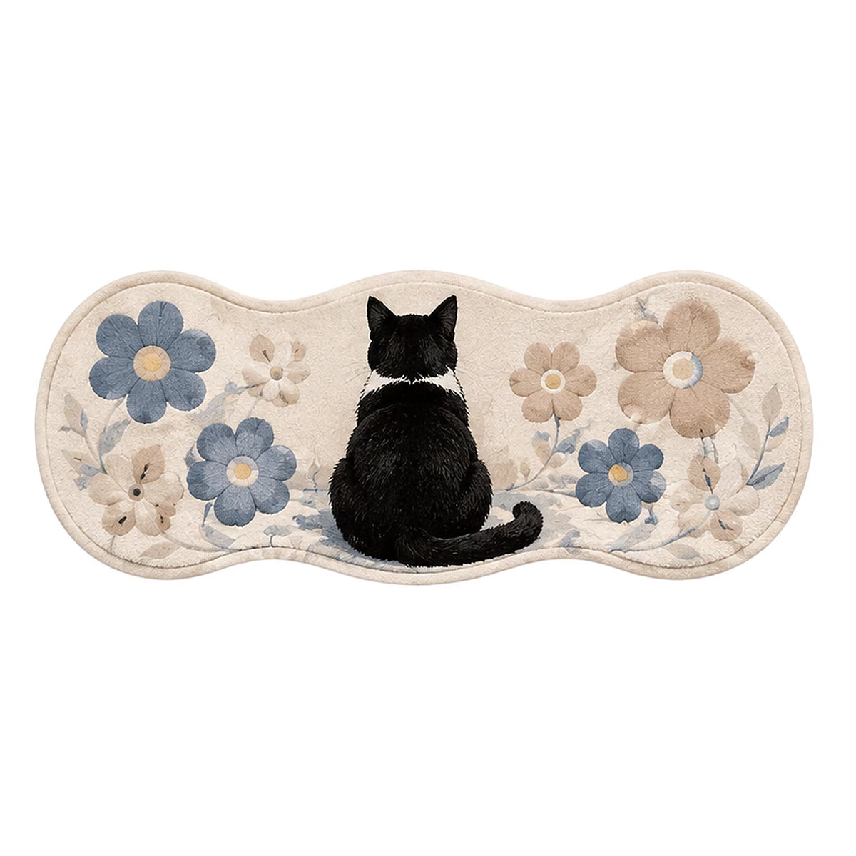 Cute Black Cat Floral Area Rug for Cat Lover Home Kitchen Bedroom Decor CILIGA