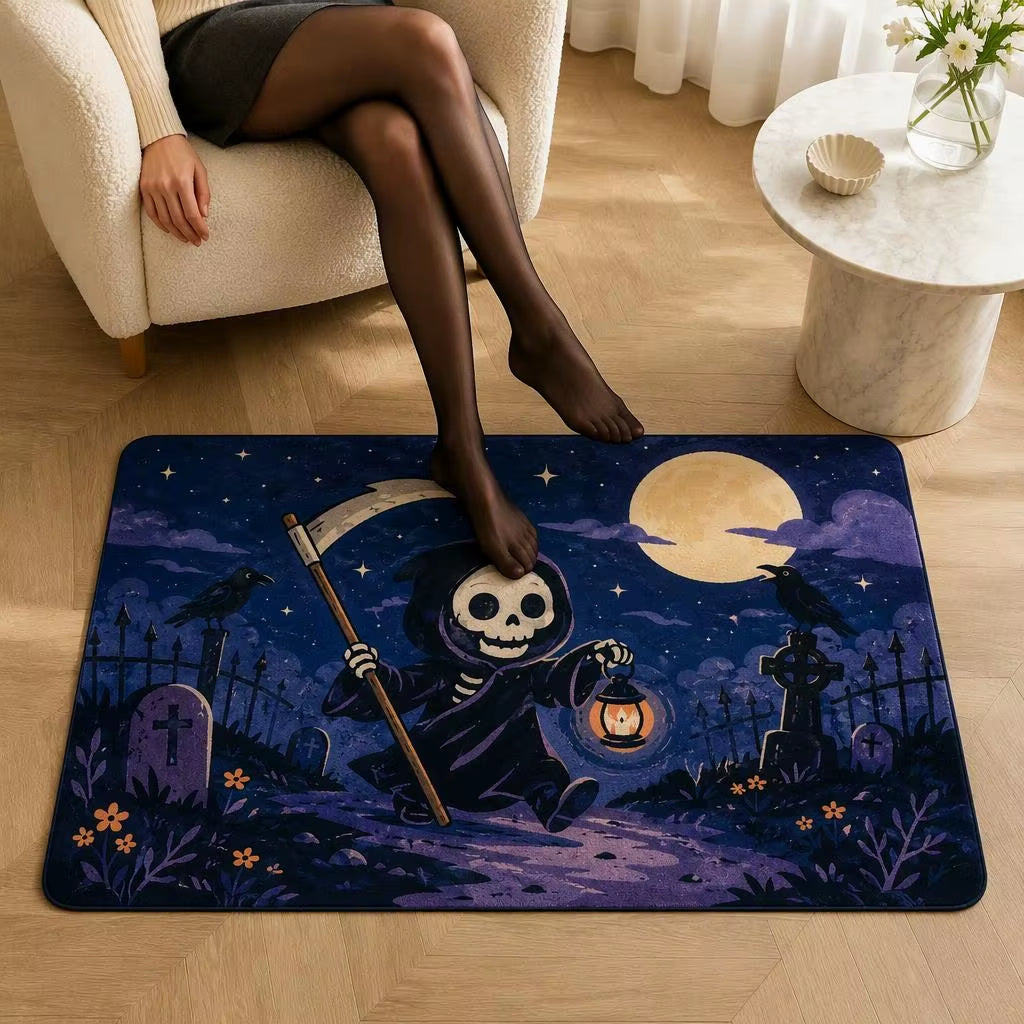 Modern Halloween Witch Magic Potions Faux Velvet Washable Polyester Shaped Runner Rug for Bedroom CILIGA