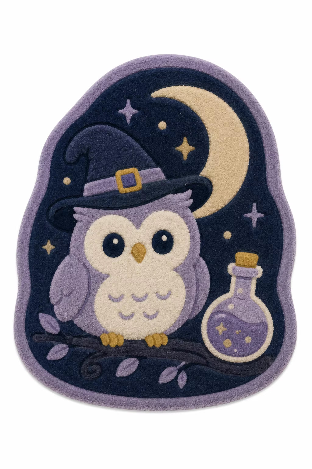 Magical Halloween Owl Witch Potion Moon Faux Velvet Shaped Area Rug for Bedroom CILIGA
