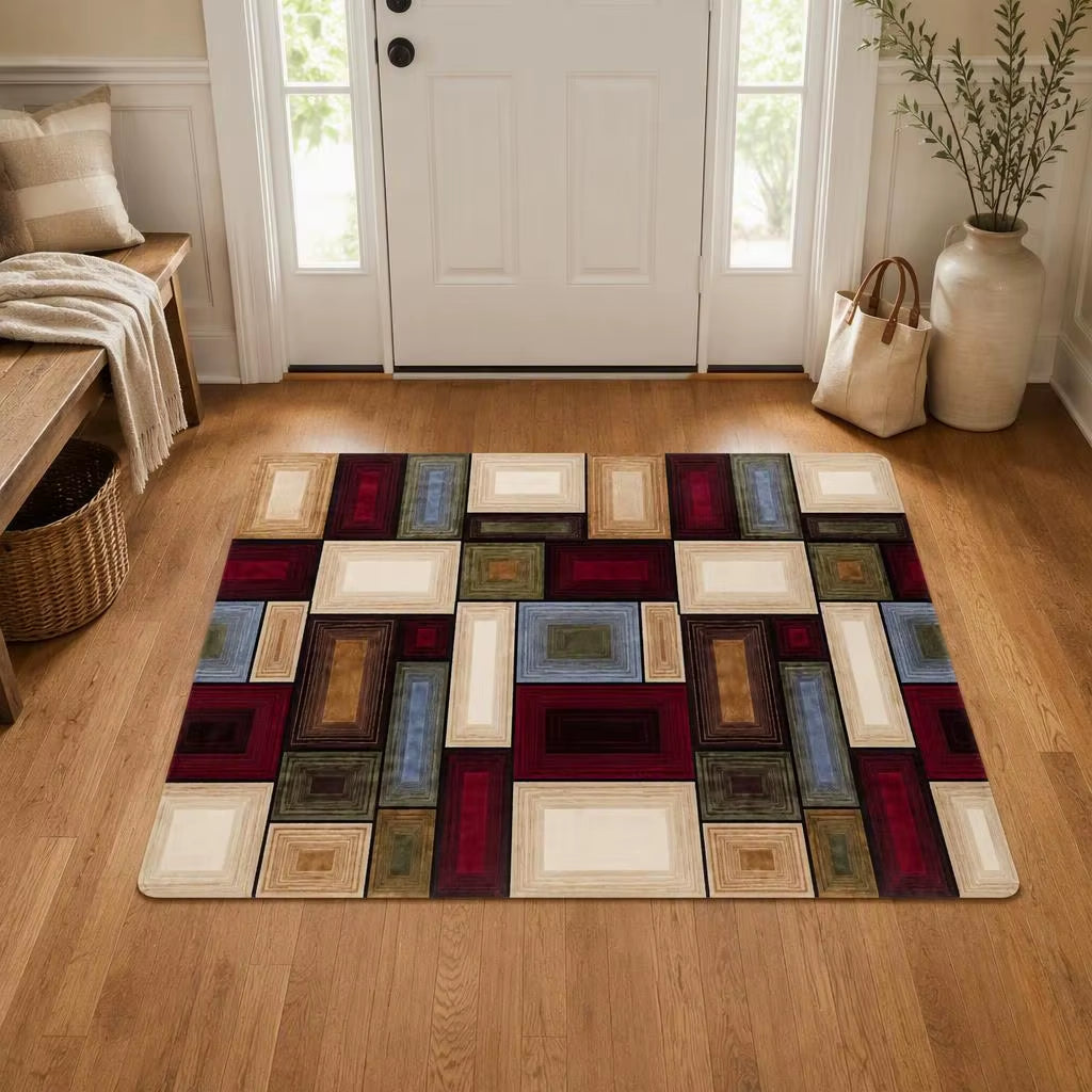 Washable Non-Slip Kitchen Rug Modern Abstract Vintage Pattern Polypropylene/Polyester Low Pile Easy Clean for Kitchen CILIGA