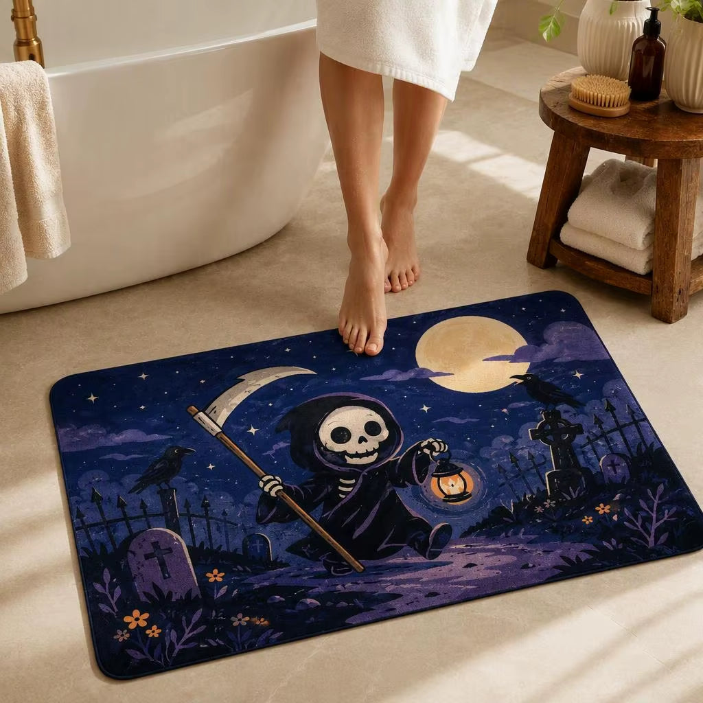 Modern Halloween Witch Magic Potions Faux Velvet Washable Polyester Shaped Runner Rug for Bedroom CILIGA