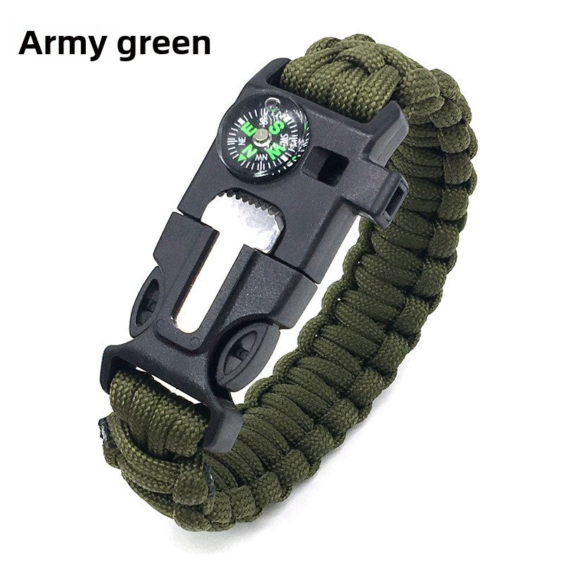 Pulsera de Supervivencia 5 en 1 – Brújula, Pedernal y Paracord