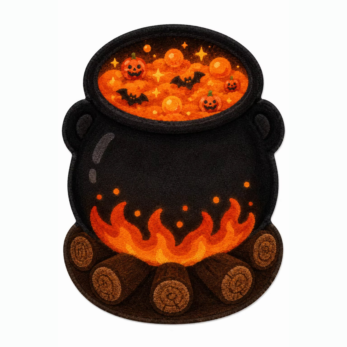 Modern Machine Made Animal Print Halloween Pumpkin Bat Cauldron Fire Faux Velvet Shaped Area Rug for Spooky Decor CILIGA