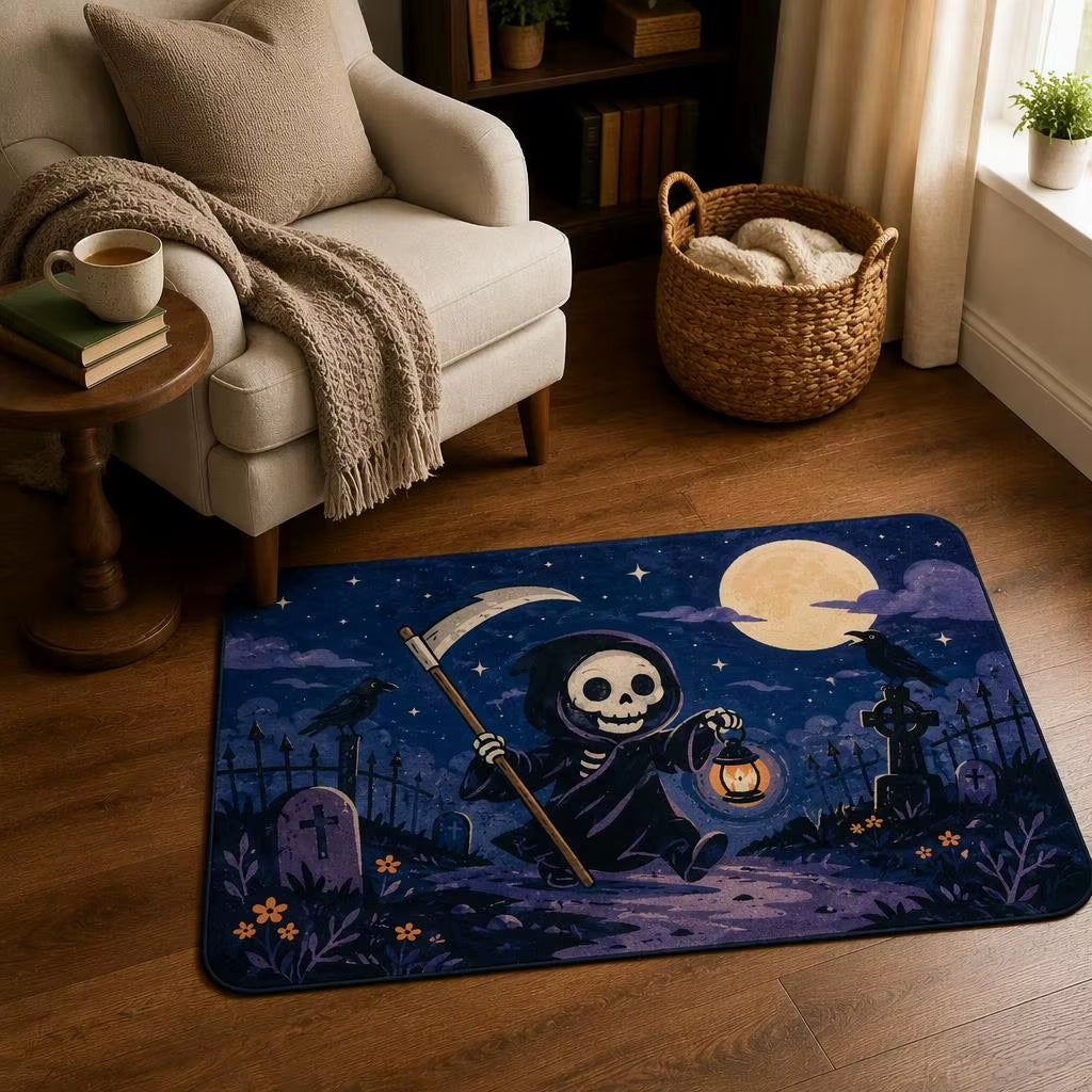 Modern Halloween Witch Magic Potions Faux Velvet Washable Polyester Shaped Runner Rug for Bedroom CILIGA