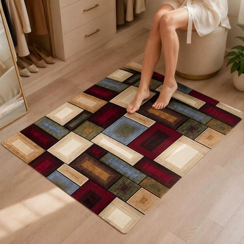 Washable Non-Slip Kitchen Rug Modern Abstract Vintage Pattern Polypropylene/Polyester Low Pile Easy Clean for Kitchen CILIGA