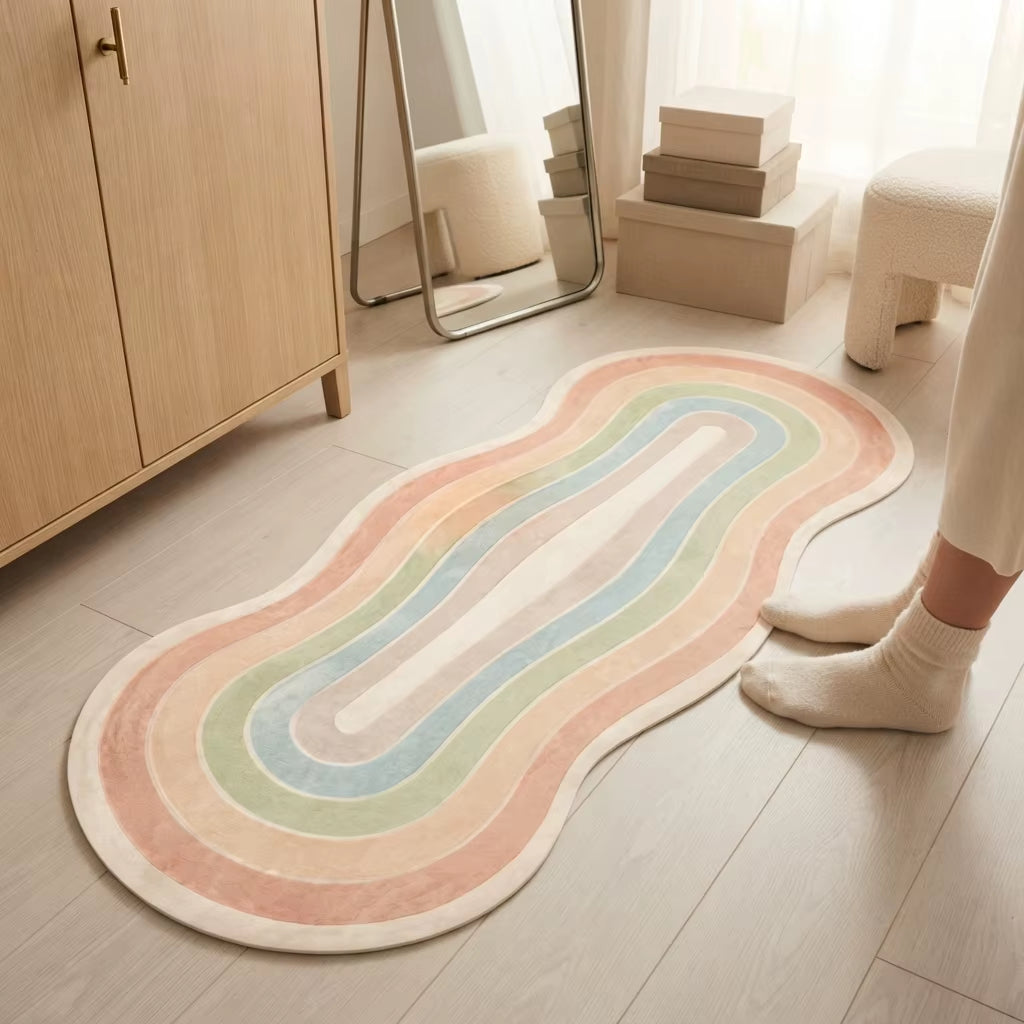 Pastel Rainbow Concentric Area Rug for Kids Room Nursery Modern Home Decor CILIGA