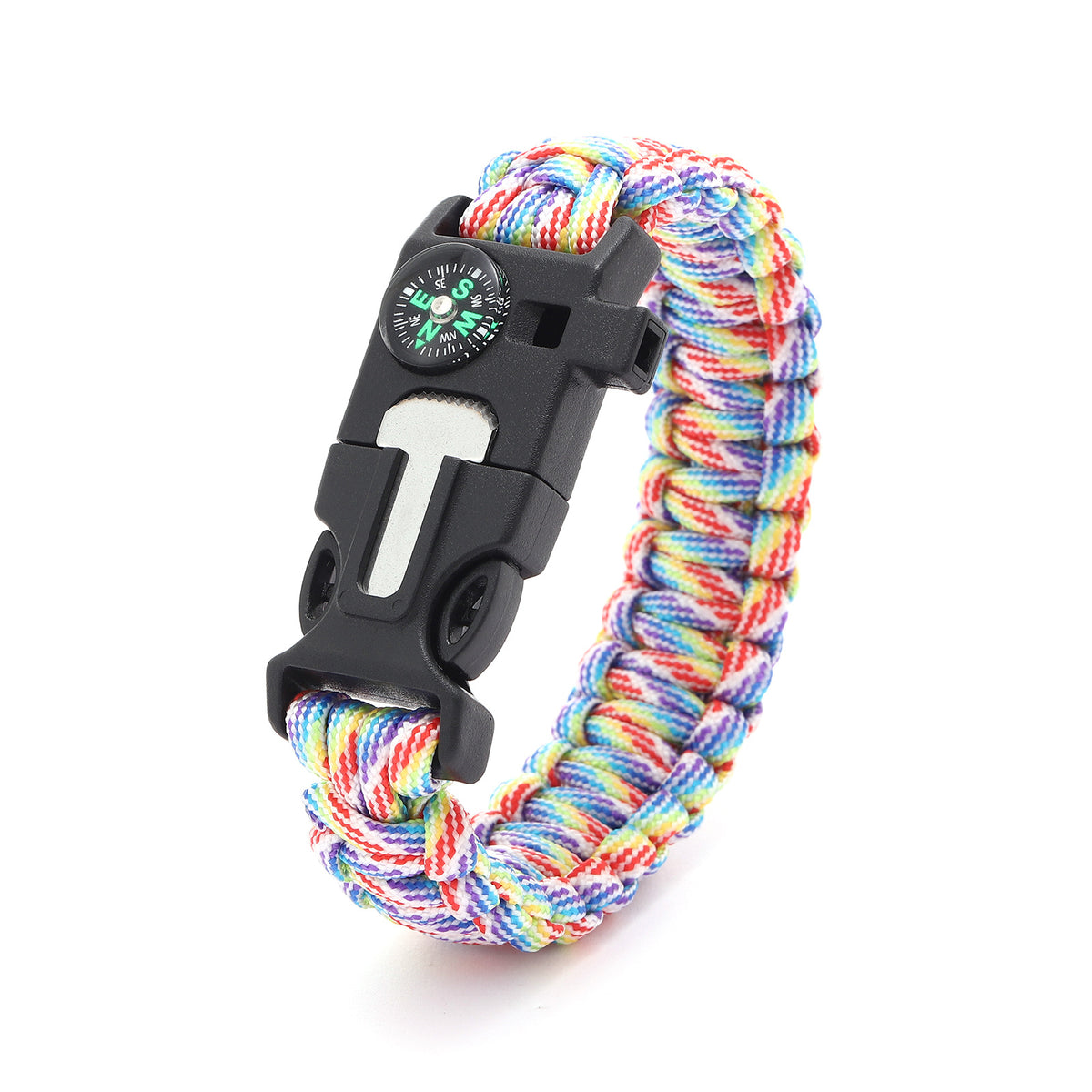 Pulsera de Supervivencia 5 en 1 – Brújula, Pedernal y Paracord