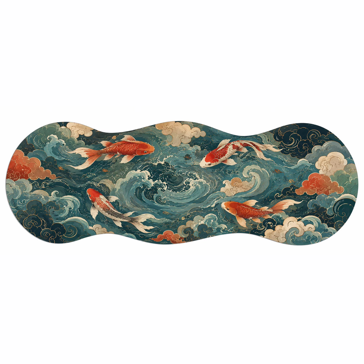 Japanese Koi Fish Wave Area Rug for Living Room Asian Style Home Decor CILIGA